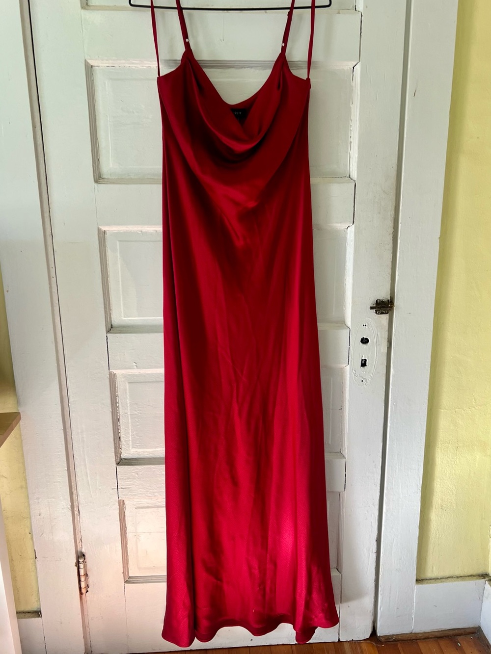 B. Darlin Juniors Formal Red Slip Maxi Dress with Spaghetti Straps